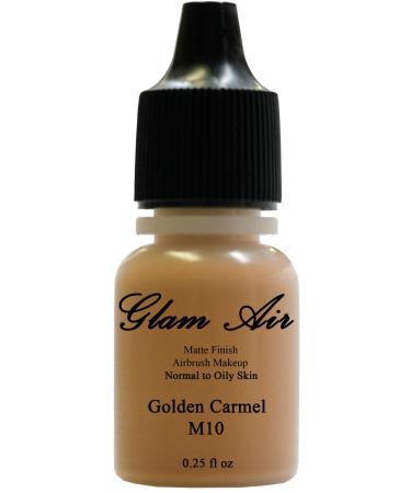 Glam Air Airbrush Makeup Water Based Foundation in Matte Finish for Flawless Looking Skin (0.25oz Bottles) (M10 GOLDEN CARMEL)