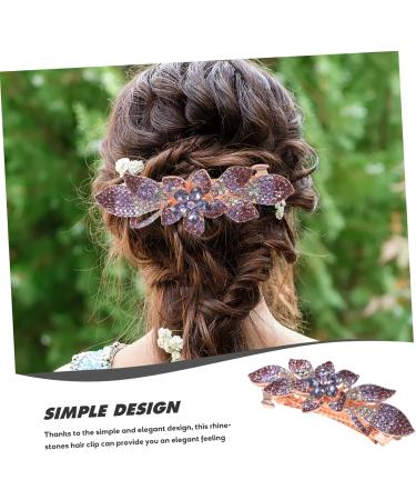 Ipetboom Rhinestone Hair Clip Metal Hair Clips for Women Wedding Hair Accessories Tiara Hair Barrettes for Women Thick Hair Spring Clip Purple Bride Rhinestones Temperament - Buy Online on GoSupps.com