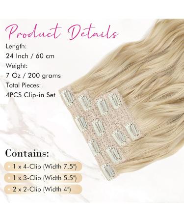 Reecho Clip In Extensions - 4PC Natural Blonde 60cm Thick Hair Extensions for Beachy Waves | Invisible Tip Soft Hair - Buy Online on GoSupps.com