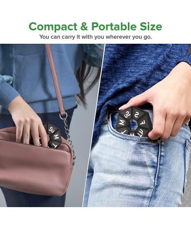 Extra Large Weekly Pill Organizer - Portable 7 Day Pill Case for Travel - Black - Buy Online on GoSupps.com