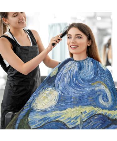 Van Gogh The Starry Night Waterproof Barber Cape | Adjustable Salon Hairdresser Cape for Men & Women | Perfect for Home & Salon Use - Buy Online on GoSupps.com