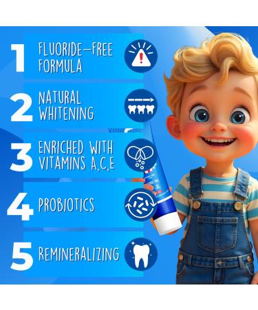 LOL Kids Toothpaste | Fluoride Free 2-Flavors Pack | Nano Hydroxyapatite Toothpaste Probiotics Vitamins A C E | Safe if Swallowed No SLS | 1 Strawberry 1 Peppermint - Buy Online on GoSupps.com
