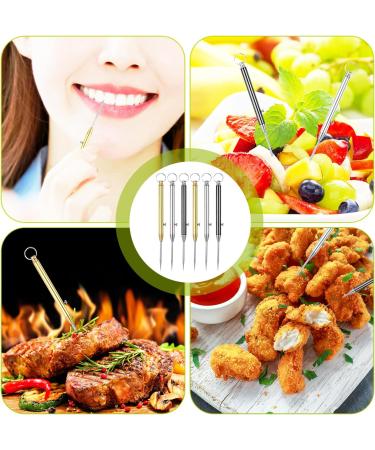 6 Pack Portable Titanium Toothpicks - Reusable Metal Toothpick with Stainless Steel Holder & Keychain - Travel-Friendly Telescopic Design in Black Silver Gold - Buy Online on GoSupps.com