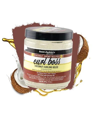 Aunt Jackie's Coconut Cr me Recipes Curl Boss Coconut Curling Hair Gel - 15 oz | For Natural Curls, Coils, and Waves - Buy Online on GoSupps.com