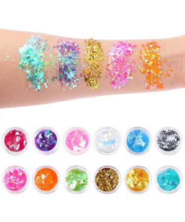 Giantree 12-Can Fantasy Glitter Sequin Irregular Face Body Glitter Set - Festival Makeup & DIY Art Crafts - Color-A - Buy Online on GoSupps.com