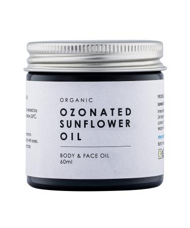 Organic Ozonated Virgin Sunflower Oil - Holistic Body Face Wound & Skin Treatment - Ozone Infusion for Inflammation Bacterial Fungal infections - Natural Healing - Clean Beauty 100% Organic 60ml