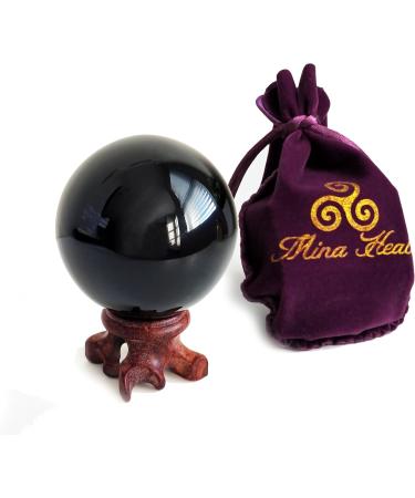 Obsidian Crystal Ball (5.6 cm) - 100% Natural Feng Shui Decor for Meditation & Fortune Telling - Buy Online on GoSupps.com