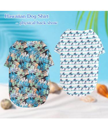 Yanmucy Hawaiian Shirt for Small Dogs - 2-Piece Cool & Breathable Summer Pet Apparel with Coconut Tree Pattern - Perfect for Medium Blue Dogs - Buy Online on GoSupps.com
