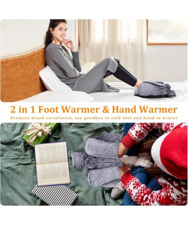 WARMTUYO Foot Warmer Hot Water Bottle 2L with Plush Cover - Pain Relief for Men and Women - Anti-Slip Sole - Grey - Buy Online on GoSupps.com