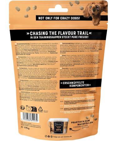 Chewies Duck Training Bats - Grain-Free Sugar-Free Monoprotein Dog Treats - Soft & Reusable Packaging - Made in Germany (6 x 175g) - Buy Online on GoSupps.com