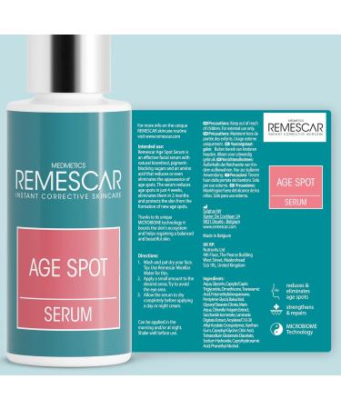 Remescar Age Spot Serum 30ml - Dark Spot Correcting Serum - Clinically Proven Age Spot Remover with Bakuchiol Tranexamic Acid and Anti-Melanogenic Sugars - Hyperpigmentation Cream - Buy Online on GoSupps.com