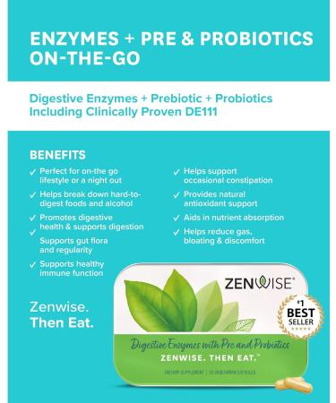 Zenwise Health Digestive Enzymes + Prebiotics & Probiotics Supplement (90 Count) - Travel Size for Daily Digestion & Immune Support - Buy Online on GoSupps.com
