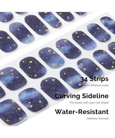 NAILOG Semi Cured Gel Nail Strips 34 pcs Salon-Quality Gel Nail Stickers Long Lasting Nail Wraps for Women with Soft Gel Finish Starry Night - Buy Online on GoSupps.com