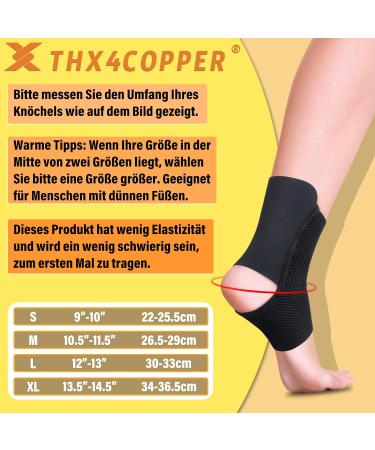 THX4Copper Ankle Bandage & Compression Socks for Plantar Fasciitis - Lightweight Breathable Support (Black 1 Pair) - Buy Online on GoSupps.com
