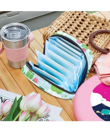 Portable Menstrual Cup & Sanitary Napkin Storage Bag for Teens & Women - Cactus Green Plant Design - Buy Online on GoSupps.com