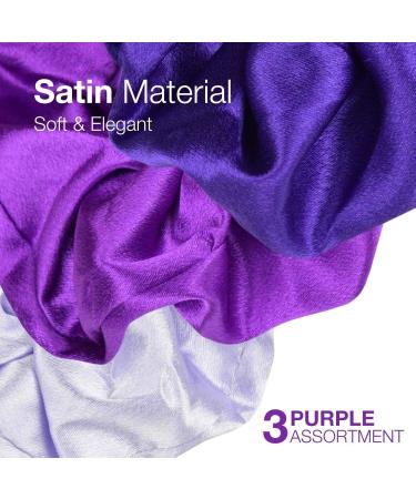 Luxurious Shimmering Hair Satin Scrunchies for Women Updo Ponytail Holder Ties Bands Elastic Bobbles Traceless Scrunchy Purple Assortment - Buy Online on GoSupps.com