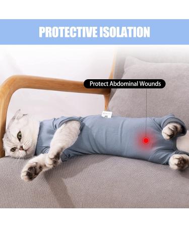 Cat Recovery Suit for Abdominal Wounds | Medium Blue+Grey - Buy Online on GoSupps.com