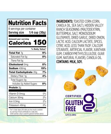 Buy Snak Club Toasted Corn with Hidden Valley Ranch Seasoning - Gluten-Free Kosher Roasted Corn Nuggets in 8.5 oz Resealable Bag - Buy Online on GoSupps.com