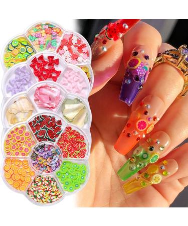 Nail Gems Nail Charms Fruit And Flower Shaped Nail Arts Slices 3D Clay Slices Mini Slices For DIY Crafts Nail Arts And Cellphone Decoration Nail Tools Nail Glitter Nail Stuff Nail Art (E One Size) 1 count (Pack of 1) E - Buy Online on GoSupps.com