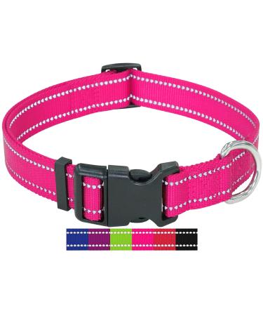Dey-Premium dog collar nylon reflective adjustable for small and large dogs many colors and sizes collar dog puppy dog neck straps cat neck puppy neck pink pink m m -2.0x 34-49 cm pink reflecting