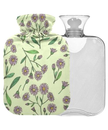 Naanle wild chrysanthemum daisy heat bottle with reference transparent hot water bottle warm -up head for bed handfoot warmer pain relief warmth and cold therapy small 1l