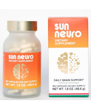 Sun Chlorella Sun Neuro Nootropic Brain Supplement - Daily Memory Concentration & Focus Supplement for Women & Men - Natural Plasmalogen Boost from Sea Pineapples - 180 Capsules