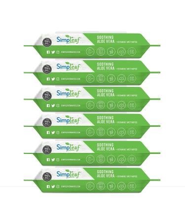 Simpleaf Flushable Wet Wipes For Adults - Eco-Friendly, Paraben & Alcohol-Free, Septic Safe, Hypoallergenic with Aloe Vera & Vitamin E - 6 Pack, 25 Count - Buy Online on GoSupps.com