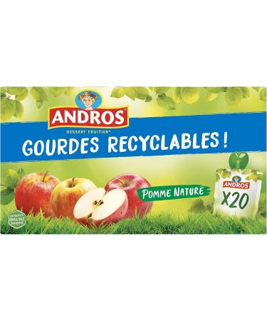 ANDROS - Fruit Compote - Recyclable Bottle - Lightweight - Apple Flavor - Ideal for Kids Snack - 20 Units (Pack of 1) - Buy Online on GoSupps.com