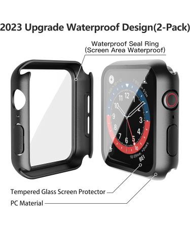 Misxi Waterproof Hard Case with Tempered Glass for Apple Watch Series 6/SE/5/4 40mm - Durable Protective Cover with Screen Protector (2-Pack) Matte Black - Buy Online on GoSupps.com