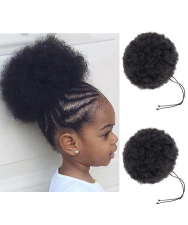 Afeels Afro puff drawstring ponytail hair 2packs curly ponytail short ponytails for black women 6inch(2pack) 1B