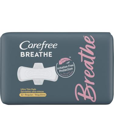 Carefree Breathe Ultra-Thin Regular Pads with Wings 32 Count - Pack of 4 | 128 Count Total - Buy Online on GoSupps.com
