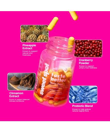 Sweet Spot Pineapple Extract Vaginal Probiotics & Flushable Feminine Wipes pH Balance Intimate Health Support for Women 60 Capsules + 10ct Wipes - Buy Online on GoSupps.com