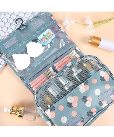 Waterproof Hanging Toiletry Bag | Portable Makeup Pouch with Handle and Hook - Blue | Travel Organizer for Women and Girls - Buy Online on GoSupps.com