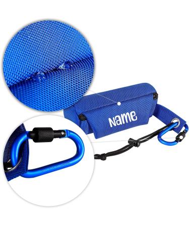 Buy Lonto Durable Dog Feed Bag - Water-Repellent Snack Bag with Zipper & Velcro - 18x7x7 cm - Personalized Blue Fabric with Carabiner Hook - Buy Online on GoSupps.com