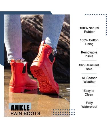 NORTY Women's Ankle Rain Boots - Waterproof Garden Boot 9 Black White Paw Print - Buy Online on GoSupps.com