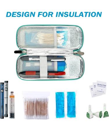 Onegenug Insulin Cooling Bag - Portable EVA Hardshell Diabetic Bag with 2 Cooling Packs for Insulin Pens & Syringes | Marble Green - Buy Online on GoSupps.com