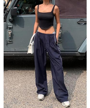 Lianlive Women's Navy Wide Leg Parachute Pants - Medium - Buy Online on GoSupps.com