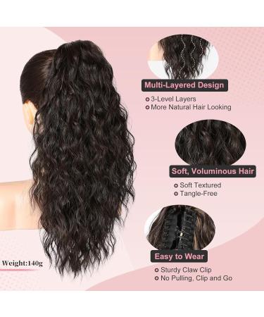 Brikabia Ponytail Extension - Clip-In Long Curly Hair Piece for Women 40cm Black Brown - Buy Online on GoSupps.com