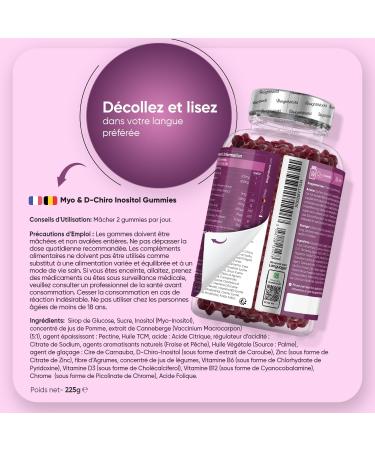 Myo Inositol D Chiro Inositol Gummies + Acide Folique Zinc Vitamine B6 D3 B12 Chrome Canneberge 90 Gommes Vegan - Selon l'EFSA la Vitamine B6 Contribue la R gulation de l'Activit Hormonale - Buy Online on GoSupps.com