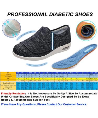 LGZY Women's Diabetic Shoes for Swollen Feet - Wide Width Adjustable Slippers for Elderly with Arthritis, Edema - Size F 37.5 EU - Buy Online on GoSupps.com