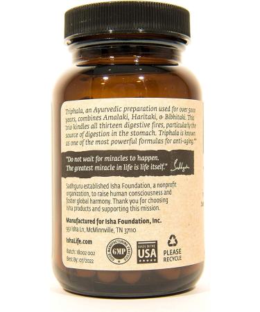 ISHA Organic Triphala Capsules - Natural Supplement 500 mg ea (90 Veg caps) - Buy Online on GoSupps.com