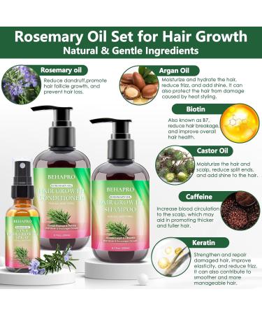 Hair Growth Shampoo and Conditioner Sets w/6 in 1 Heat Protectant Spray Rosemary Oil Biotin Keratin Caffeine Sulfate Free Hair Thickening Products for Thinning Hair & Hair Loss Gifts for Women Men - Buy Online on GoSupps.com