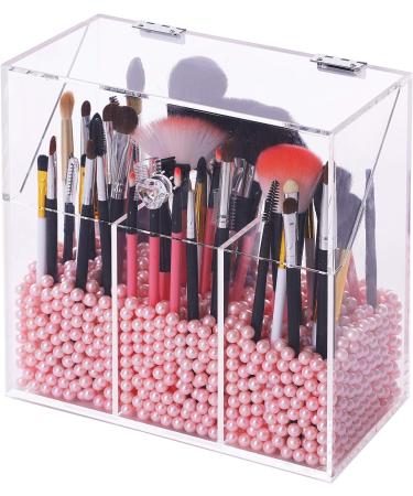 FOOCORDDY Clear Acrylic Makeup Brush Holder with Lid - Large Capacity Cosmetic Storage Organizer for Vanity - Buy Online on GoSupps.com