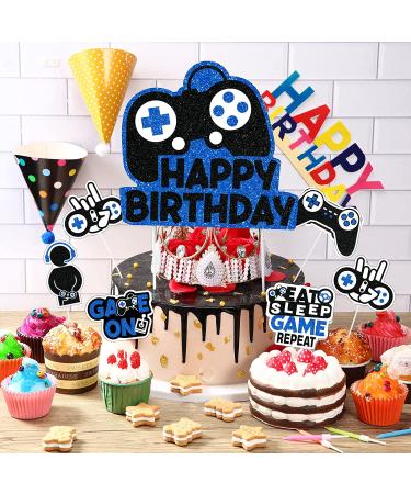31 Piece Video Game Happy Birthday Cupcake Toppers & Decorations - Gaming Theme Party Supplies for Boys (Blue) - Buy Online on GoSupps.com