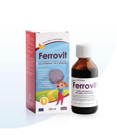 Ferrovit Awakening & Growth FYTO - Iron and B Vitamins for Children and Adults - Fights Fatigue - Brain Development - Natural Banana Flavor - 100 ml