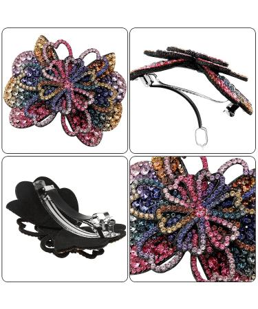 4PCS Rhinestone Flower Hair Barrette Clips - Spark Hair Accessories for Women - Butterfly and Flower Design - Ideal for Thick or Thin Hair - Buy Online on GoSupps.com