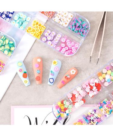 OIIKI 3 Boxes Fruit Slices & Flower Charm - Colorful Soft Clay Nail Art Slices for DIY Crafts Lip Gloss & Resin Jewelry Making - Buy Online on GoSupps.com