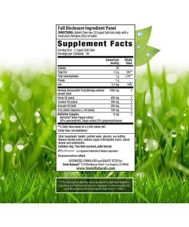 Buy Irwin Naturals Mighty Moringa 60 Liquid Soft-Gels - Boost Energy & Wellness - Buy Online on GoSupps.com