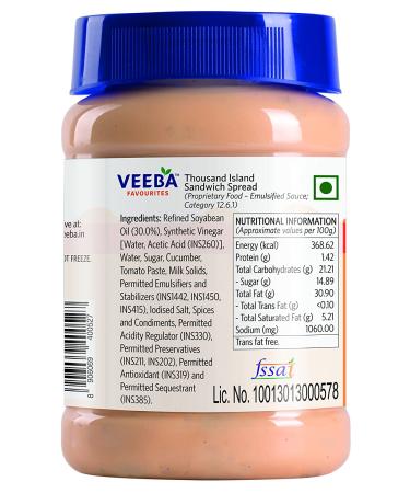Veeba Thousand Island Sandwich Spread 280g - Tangy and Creamy Condiment for Delicious Sandwiches - Buy Online on GoSupps.com