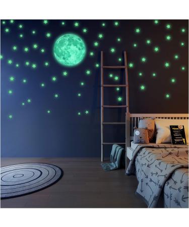 LIDERSTAR Glow in The Dark Stars and Moon Wall Decal - Luminous Ceiling and Wall Decor for Kids Rooms - Fluorescent Sticky Stars Gift with Affirmation Card - Buy Online on GoSupps.com
